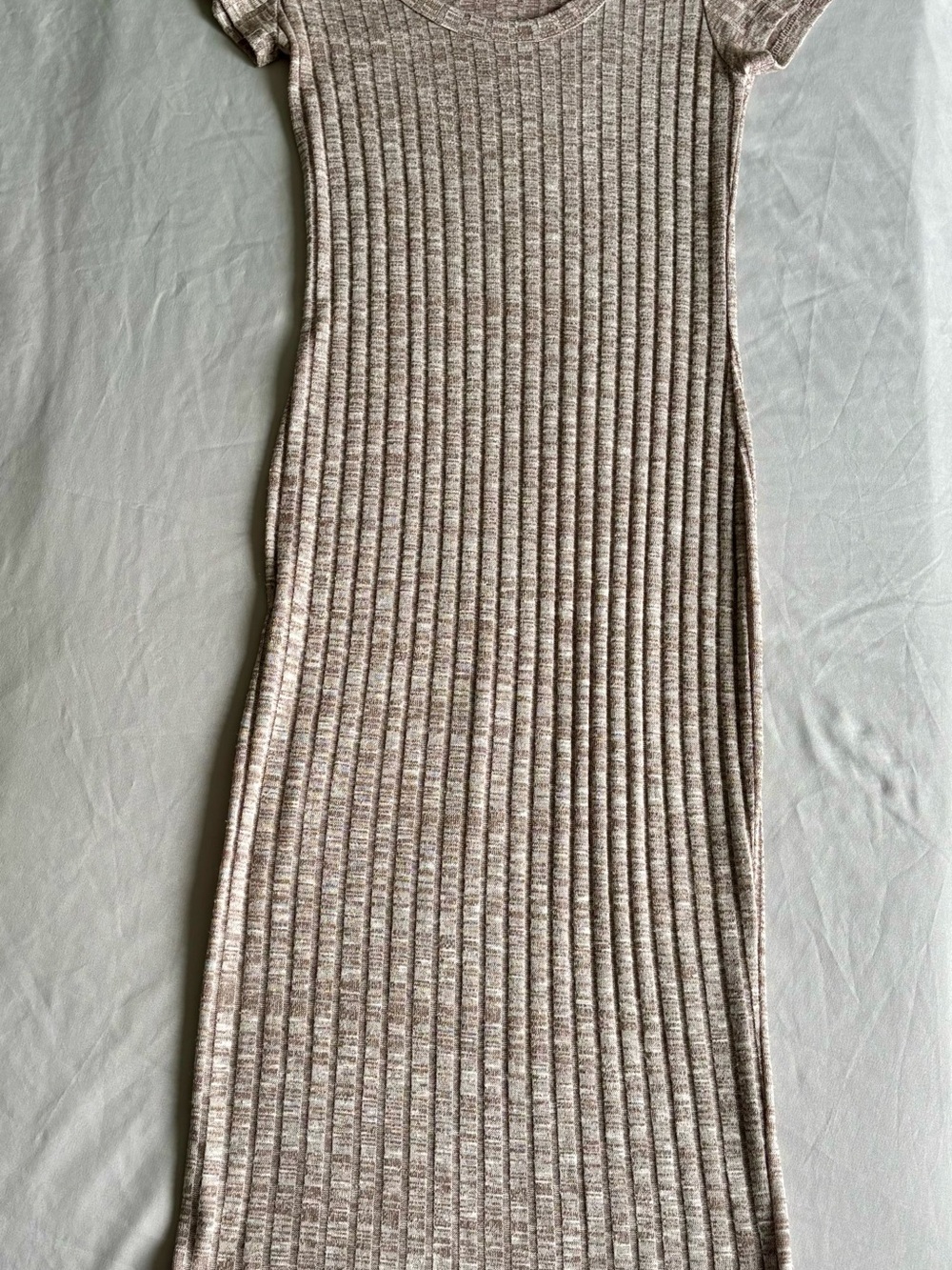 American Dream Ribbed bodycon midi dress— Taupe Heather size M